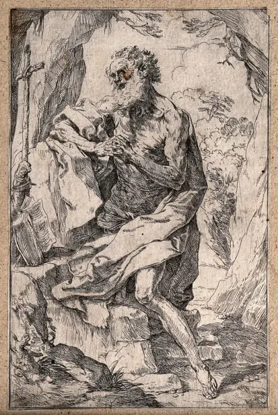 Saint Jerome. Etching by Guido Reni