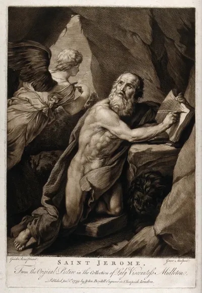 Saint Jerome. Etching by J.A. Gresse after G. Reni