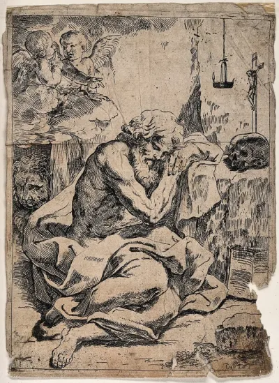 Saint Jerome. Etching by L. Loli after G.A. Sirani