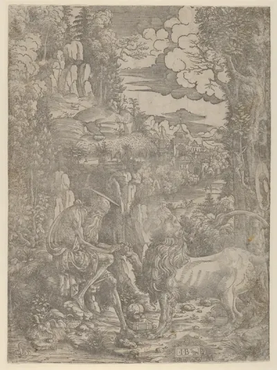 Saint Jerome extracting a thorn from the lion's paw