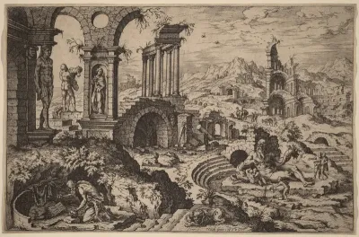 Saint Jerome in a Landscape with Ruins