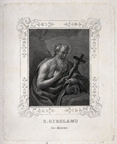 Saint Jerome. Line engraving, 1853