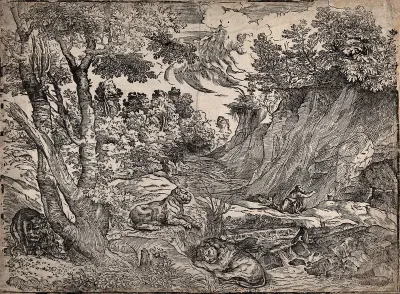 Saint Jerome. Woodcut attributed to N. Boldrini after Titian