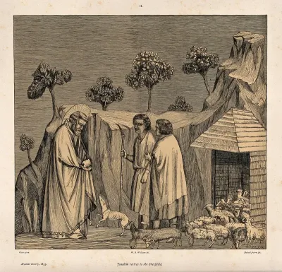 Saint Joachim. Wood engraving, 1853, by Dalziel after W.O. Williams after Giotto