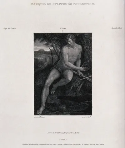 Saint John the Baptist in the wilderness, seated next to a spring of water