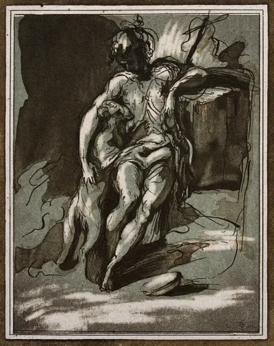 Saint John the Baptist in the wilderness, with a lamb