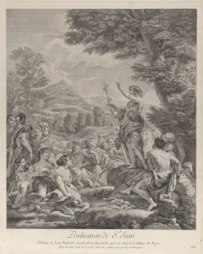 Saint John the Baptist preaching to a crowd