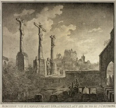 Saint John's Cemetery with a View of the City of Nuremberg, from Collection of Memorable Medieval Buildings in Germany