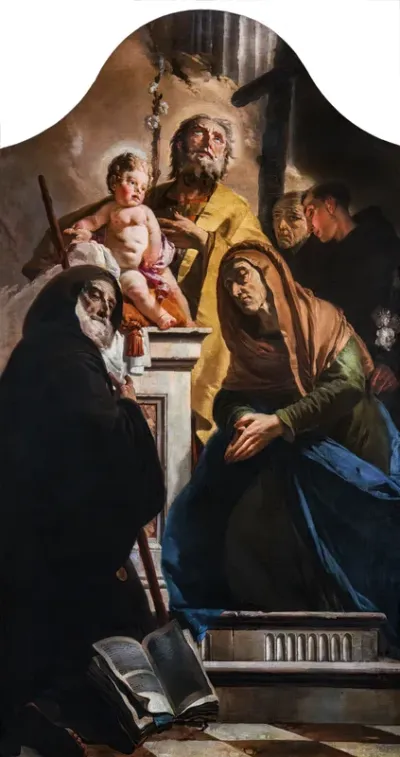Saint Joseph avec l'Enfant Jésus et les saints François de Paule, Anne, Antoine et Pierre d'Alcántara