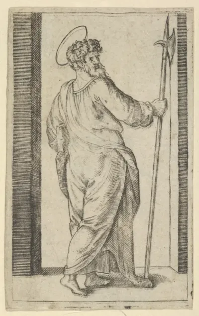Saint Jude, holding a halberd in his right hand, from "Piccoli Santi" (Small Saints)