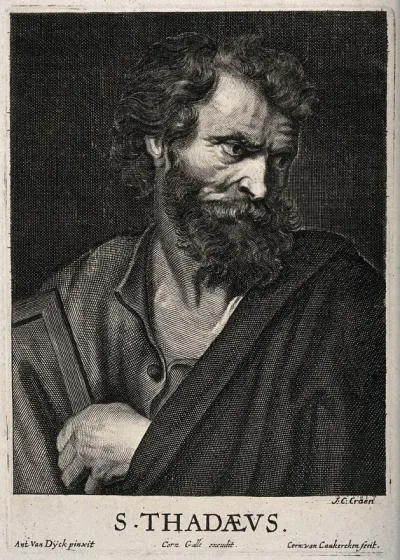 Saint Jude. Line engraving by C. van Caukercken after Sir A. van Dyck