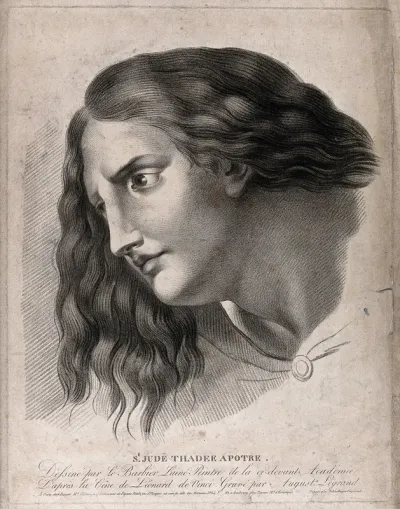 Saint Jude. Stipple engraving by A. Legrand, 1809, after J. Le Barbier, after Leonardo