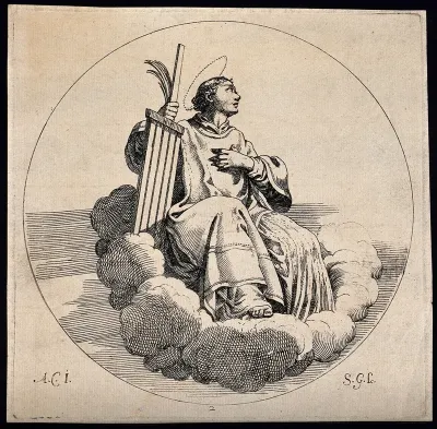 Saint Laurence. Etching by S. Guillain the younger after Annibale Carracci