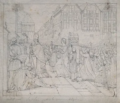 Saint Louis carrying the crown of thorns through the streets of Sens