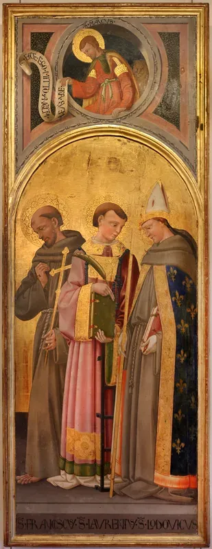 Saint Louis de Toulouse, saint Laurent, saint François (au-dessus : Saint Marc)