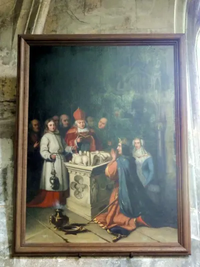 Saint Louis et la reine Blanche venant prier sur le tombeau de saint Gauthier, dans l'abbaye de Saint-Martin, près Pontoise