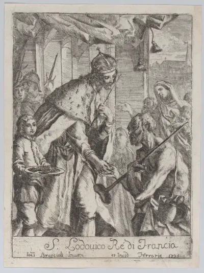 Saint Louis giving alms to the poor