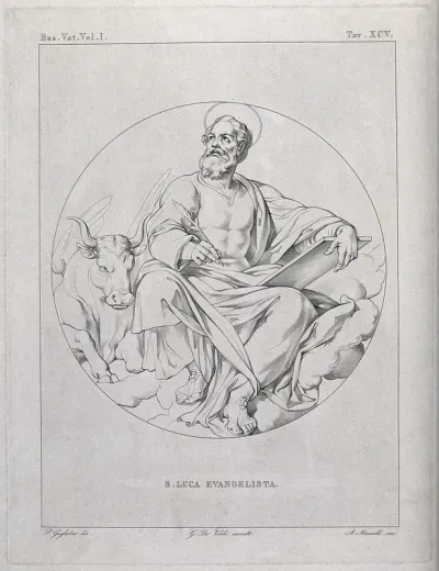 Saint Luke. Engraving by A. Mannelli after P. Guglielmi after G. de' Vecchi