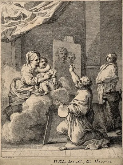 Saint Luke painting a picture of the Virgin and Christ Child