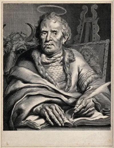 Saint Luke, writing his gospel