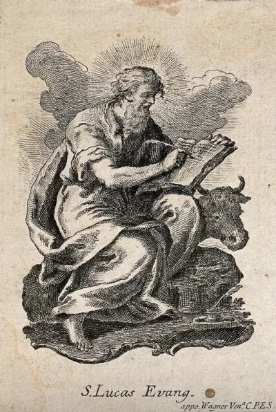 Saint Luke, writing his gospel