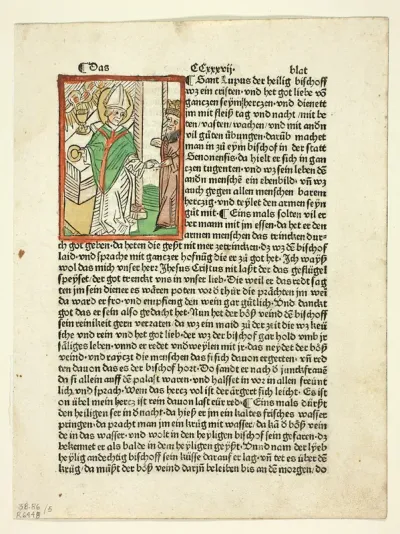 Saint Lupo from Heiligenleben (Lives of the Saints), Plate 5 from Woodcuts from Books of the 15th Century