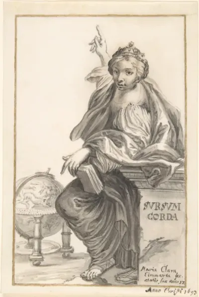 Saint Margaret Pointing to Heaven, with a Globe Next to Her