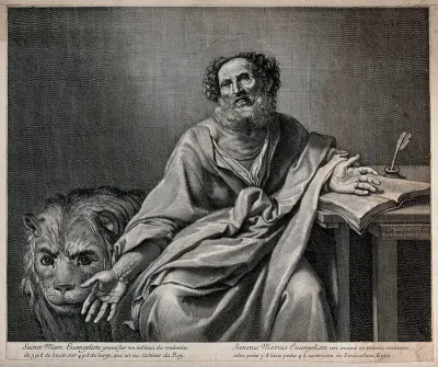 Saint Mark. Engraving by G. Rousselet after Valentin de Boulogne