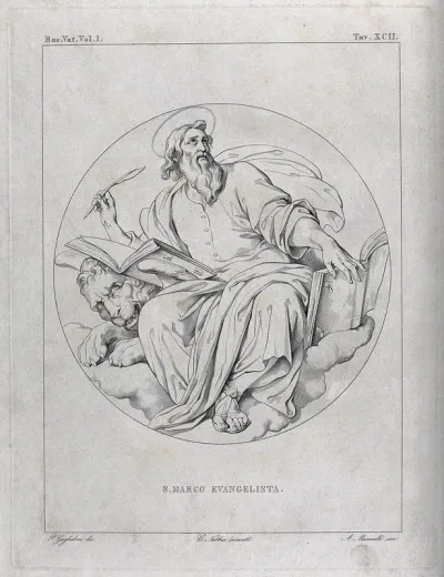 Saint Mark. Etching by A. Mannelli after P. Guglielmi after C. Nebbia