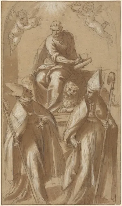 Saint Mark with Two Bishops and Putti