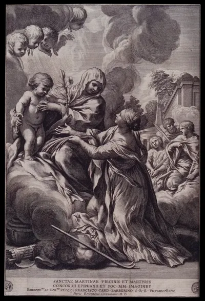 Saint Martina. Engraving after Pietro Berrettini da Cortona