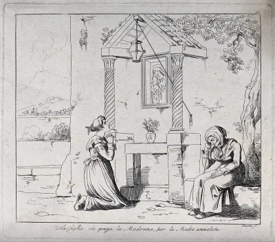 Saint Mary (the Blessed Virgin): a daughter praying to the Virgin for her sick mother