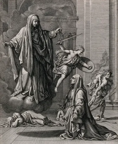 Saint Mary (the Blessed Virgin of the Seven Sorrows) appearing to Saint Francesca Romana