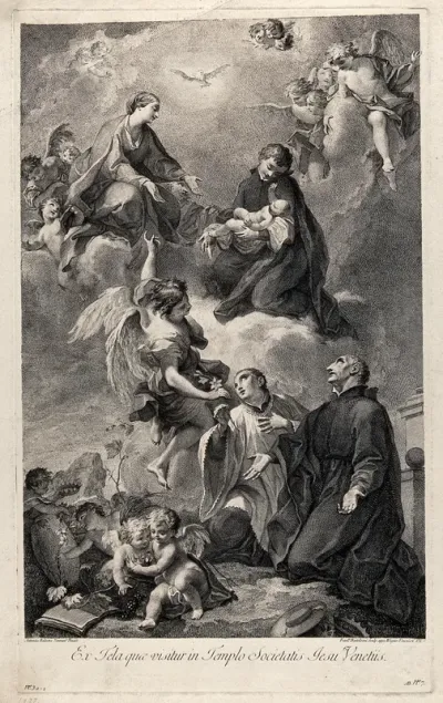 Saint Mary (the Blessed Virgin) with Saint Antony of Padua holding the Christ Child and Saint Philip Neri with Saint Charles Borromeo