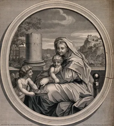 Saint Mary (the Blessed Virgin) with the Christ Child and an angel