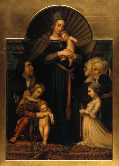 Saint Mary (the Blessed Virgin) with the Christ Child and members of the Meyer family as donors