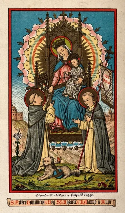 Saint Mary (the Blessed Virgin) with the Christ Child and Saint Dominic Guzman and the Blessed Alan of Roche