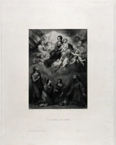 Saint Mary (the Blessed Virgin) with the Christ Child and Saint John the Baptist, Saint Rufina and Saint Justina with pieces of their pottery, and Saint Francis of Assisi