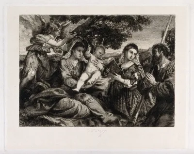 Saint Mary (the Blessed Virgin) with the Christ Child, Saint Joseph, Saint Catherine of Alexandria and an angel