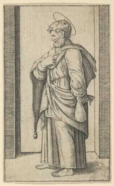 Saint Matthew, a small sack in his left hand, from "Piccoli Santi" (Small Saints)