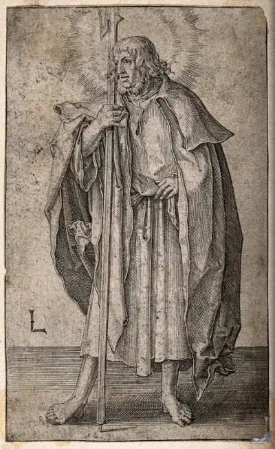 Saint Matthew. Engraving by L. van Leyden