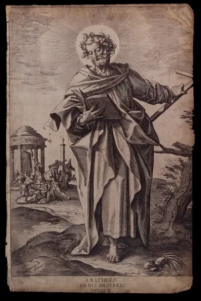 Saint Matthew. Etching by A. Collaert after M. de Vos