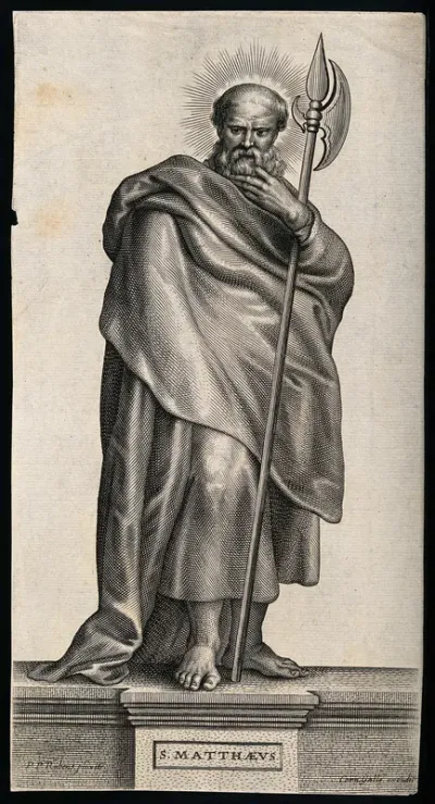Saint Matthew. Line engraving by C. Galle after Sir P.P. Rubens