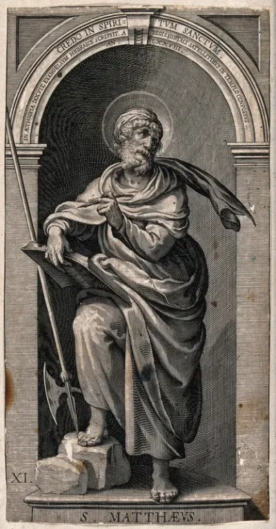 Saint Matthew. Line engraving by L. Kilian, 1623, after J.M. Kager