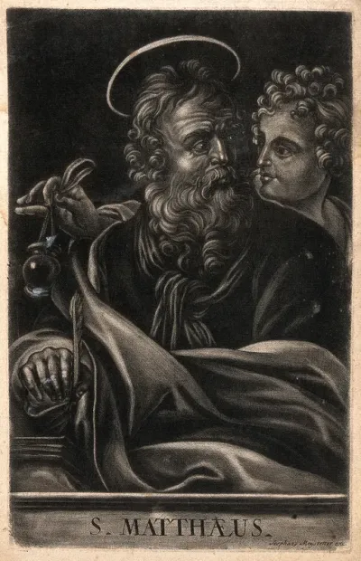 Saint Matthew. Mezzotint by S. Meistetter