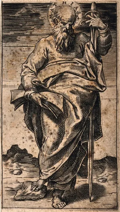 Saint Matthias. Engraving by Agostino Carracci, 1583