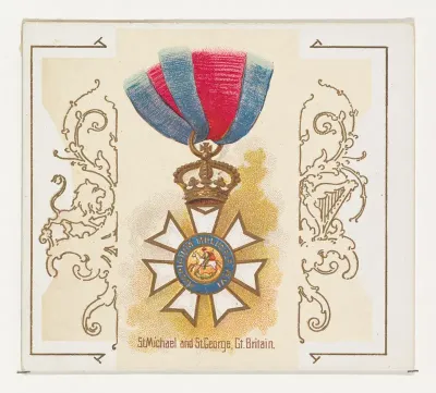 Saint Michael and Saint George, Great Britain, from the World's Decorations series (N44) for Allen & Ginter Cigarettes