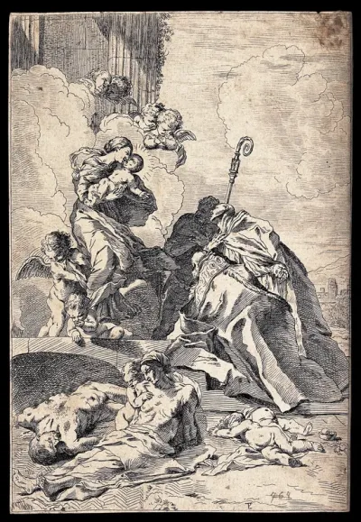 Saint Nicholas and Saint Roch invoking the help of the Virgin to stay the plague