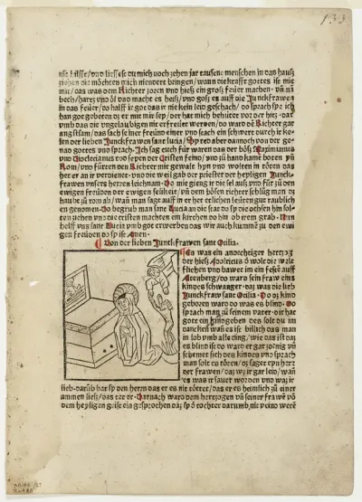 Saint Otilia from Plenarium, Plate 27 from Woodcuts from Books of the 15th Century
