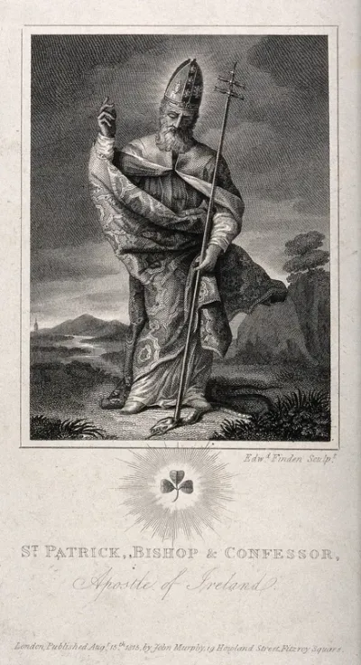 Saint Patrick. Engraving by E. Finden, 1815
